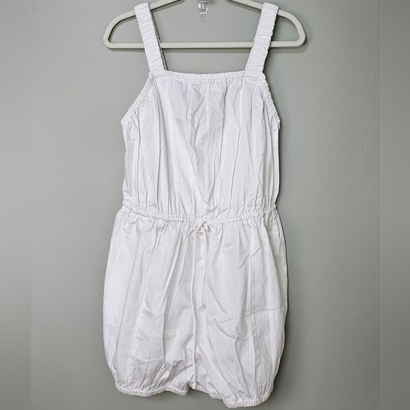 By Anthropologie Women's One-Piece Pull-On Cotton Bloomer Romper in White, MED - Picture 6 of 13